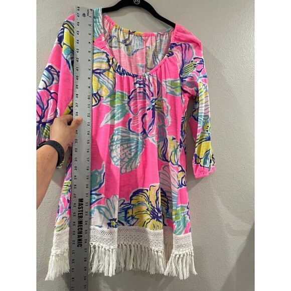Lilly Pulitzer Beach Dress Womens Blouse Tunic Alia scoop Neck Fringe multicolor - Picture 2 of 7